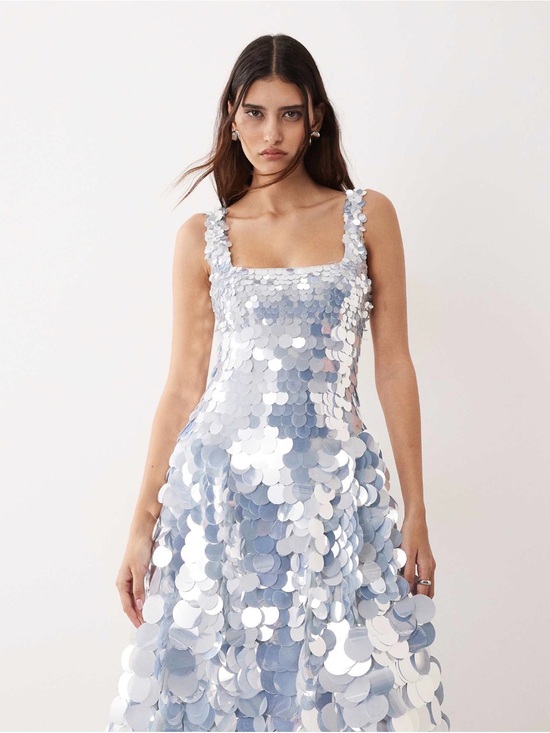 ASOS Dresses & Skirts - ASOS arranged embellished sequin dress in icy blue